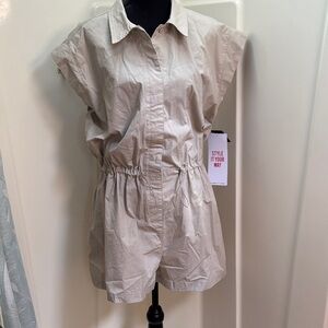 Celebrity Pink Beige Short Sleeve Utility Romper